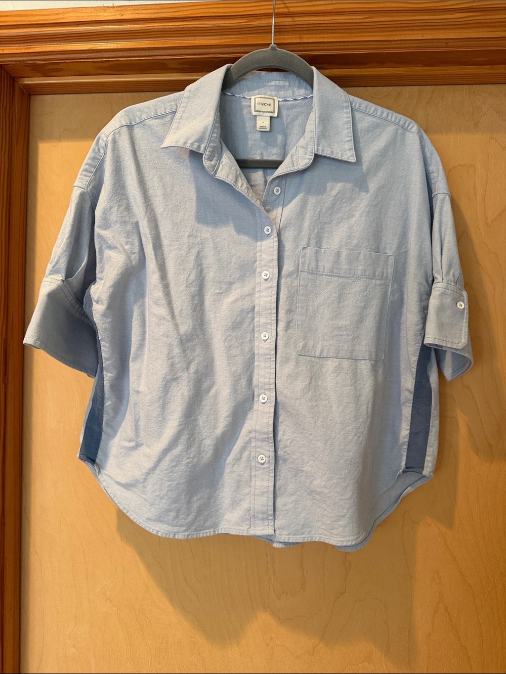 Mauve Light Blue Relaxed Button-Down Short Sleeve Shirt